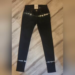 One Teaspoon Freebird Black & White With Light Contrast Skinny Low Rise Jeans
